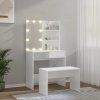 Toaletní stolek sada s LED bílý vysoký lesk kompozitní dřevo