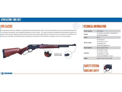 Puška opak. Rossi, Model: R95 Classic, Ráže: .444 Marlin, hl: 20" (508mm), 6 ran, černá