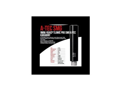 Tlumič A-TEC, model SMG, modulový, Ráže: 9mm Luger, na závit 5/8"-24 UNEF