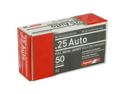 Náboj kulový Aguila, Handgun, 6,35mm Br. (.25 Auto), 50GR (3,4g), FMJ, 1E252110