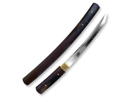 Funkční tanto Kurokage z ebenového dřeva s reálným hamonem