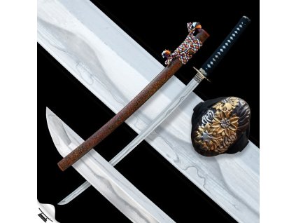 Špičková funkční replika samurajského meče katana Kaneru 2,30 Shaku, T-10 folded Steel, Real Notare Hamon, Diamond Shaped Yokote