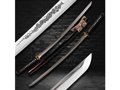 katana dragon flower horimno T 10 Suguha hamon, Bo Hi St 140 1