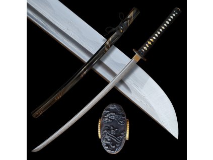 Dekorativní replika meče katana Tatsuta 2,30 Shaku, překládaná ocel AISI 1045, leštěná imitace hamonu, Yokote, Bo-Hi