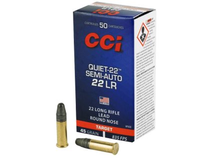 Náboj kulový CCI, SemiAuto Quiet 22, .22LR, 45GR, LRN, pro samonabíjecí zbraně, Subsonic
