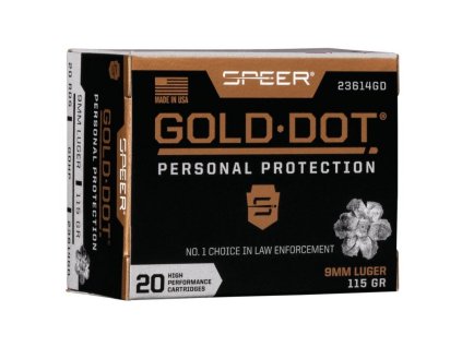 Náboj kulový Speer, Personal Protection, 9mm Luger, 115GR (7,50g), JHP GoldDot