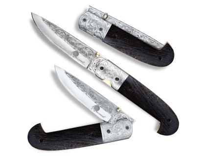 Lovecký zavírací nůž Dellinger Kizama D2 Wenge s koženým pouzdrem