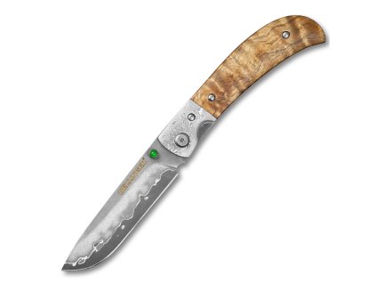 Lovecký zavírací damaškový nůž Dellinger Scorpion Maple Burlwood SKD11