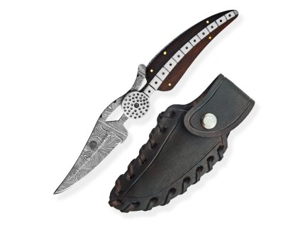 Damaškový nůž Dellinger Freydis Clip Wood – palisandr, EDC a outdoor