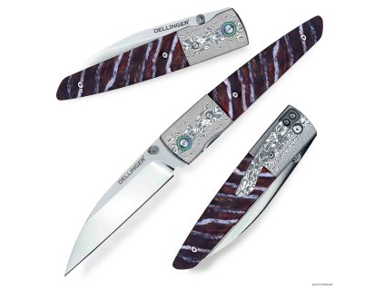 Zavírací lovecký nůž Dellinger Haguruma Wootz Mirror Mammut s mamutí fosílií