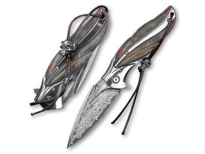 Zavírací damaškový nůž Dellinger Cloverleaf VG-10 Damascus Maple