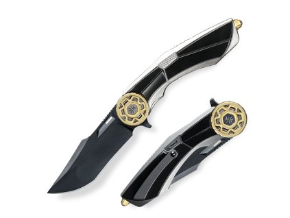 Cel černý designový nástroj KH Knives Storm s DLC povrchovou úpravou a titanovou rukojetí