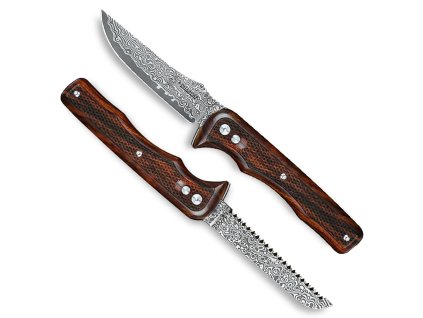 Rotační nůž Dellinger Spin Attack VG-10 Ironwood Limited, s koženým pouzdrem