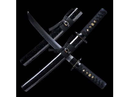 Funkční tanto Kuro Hebi s černozlatou pochvou a reálným hamonem