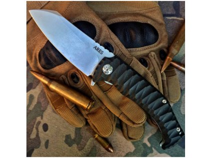 Zavírací nůž Dachs ARES, stonewash N690, linerlock, axiální ložiska, černý