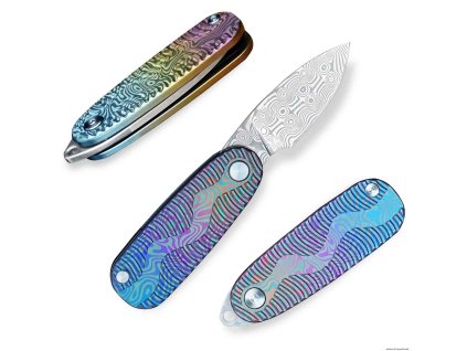 Malý zavírací nůž Dellinger Koishi Damascus VG-10, s řetízkem na krk