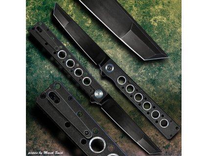 Zavírací nůž tanto Dellinger Kuzan Black Titanium Flipper CPM 20CV