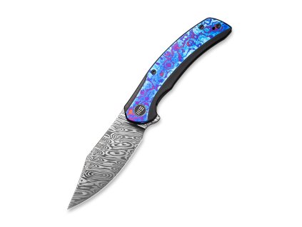 Sběratelský EDC nůž WEKNIFE Snick Heimskringla s damaškovou čepelí a rukojetí z timascu.