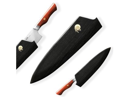 Dřevěná magnetická Saya Dellinger pro nůž Chef/Gyuto, ostří do 210 mm, šikmý bolster