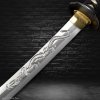 Sběratelská replika meče katana Dragon Horimono s ručními rytinami na čepeli z oceli Tamahagane. c