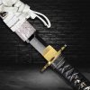Špičková replika samurajského meče katana Manji 2,30 Shaku, uhlíková ocel T-10, reálný Choji hamon, Diamond Shaped Yokote, chu kissaki c