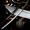 Replika samurajského meče katana Flowers 2,30 Shaku, uhlíková ocel AISI 1045, leštěná imitace hamonu, Yokote, nácvik bojového umění nebo dekorace
