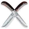 Damaškový zavírací nůž Dellinger Scorpion Ironwood Flipper s rukojetí z pouštního dřeva a keramickými ložisky. c