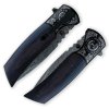 Damaškový zavírací nůž Dellinger Indian IMRG-01 s černou čepelí a ebenovou rukojetí. b