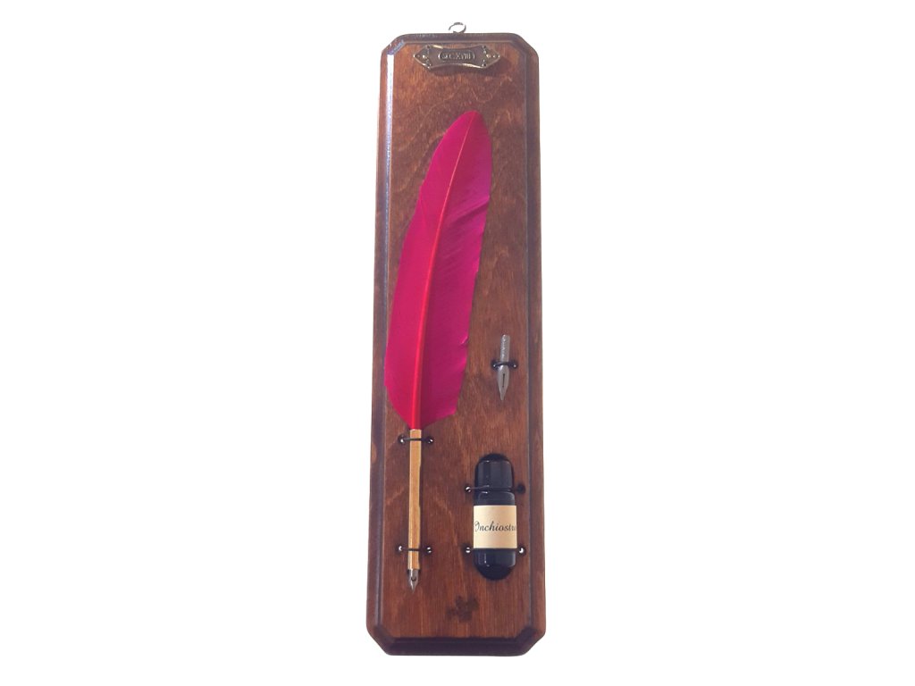 Vintage brk s inkoustem "PINK FEATHER" růžové