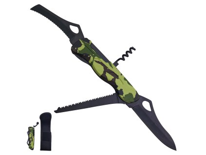 Multifunkční kapesní nůž "THREE BLADES ARMY" s pouzdrem