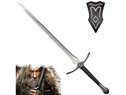Gandalfův ocelový meč "BIG GLAMDRING" s plaketou - Pán prstenů