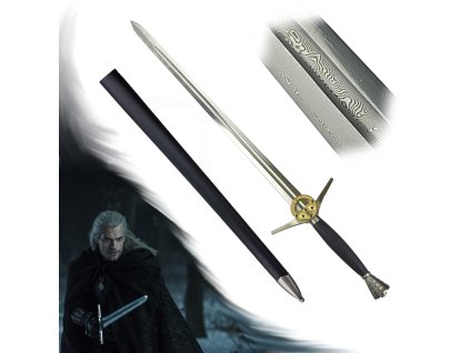 Funkční meč z damaškové oceli "BUTCHER FROM BLAVIKEN"+ pochva ZAKLÍNAČ/WITCHER