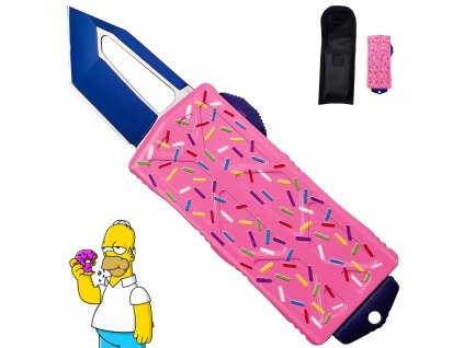Celokovový OTF nůž "HOMER SIMPSON" s pouzdrem