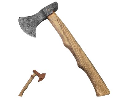 Damašková sekera "HAMMERHEAD AXE" s koženým pouzdrem