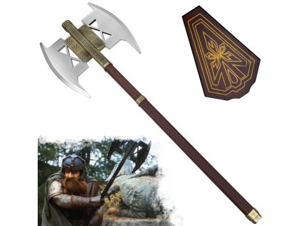 Celokovová sekera "AXE OF GIMLI" s plaketou - Pán Prstenů