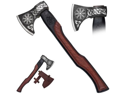 Jednoruční sekera "RUNIC EDGE" s koženým pouzdrem