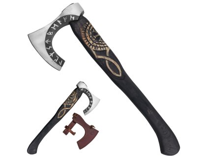 Jednoruční sekera "RUNIC STORM" s koženým pouzdrem