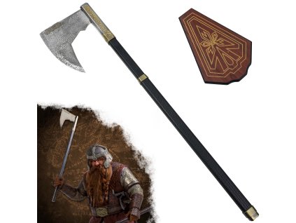 Celokovová sekera "GIMLI'S AXE" s plaketou - Pán Prstenů
