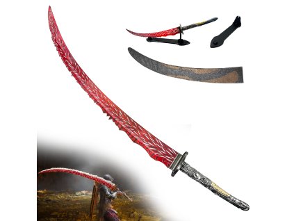 Ocelový meč "DRAGON HUNTER'S KATANA" se stojánkem - Elden Ring