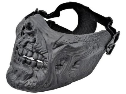 Polotvárová čierna maska “Zombie dried bone” pre LARP a softair