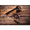Outdoorová sekera se skrytým nožem "BLACK PARADE" + křesadlo