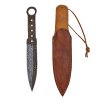 Velký damaškový vrhací nůž "THUNDER HEAVY" s koženým pouzdrem