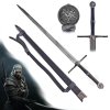 Dlouhý zaklínačský/WITCHER meč - ocelový "STEEL SWORD" s pevnou pochvou a popruhem!