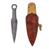 Damaškový krátký vrhací nůž "GENIN" s koženým pouzdrem