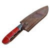 Damaškový pevný nůž "RED ROSE" s koženým pouzdrem