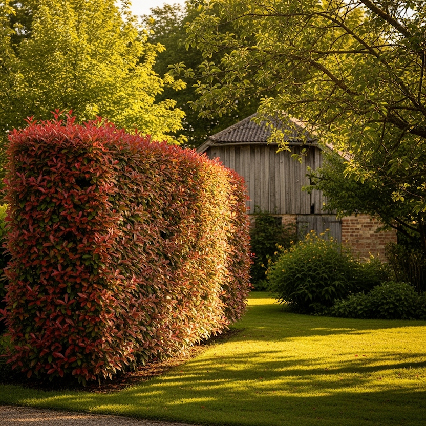 Blýskavka (Photinia) – stálezelený keř s červenými výhony