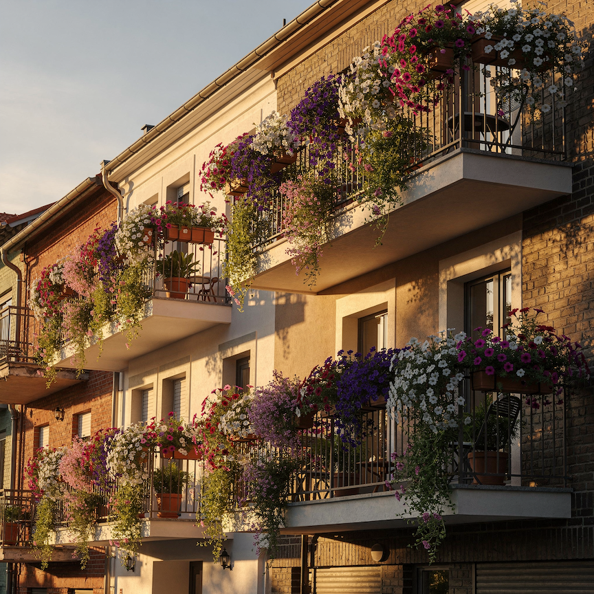 Jak kombinovat letní balkonové rostliny – slunce, polostín a stín v jedné výsadbě