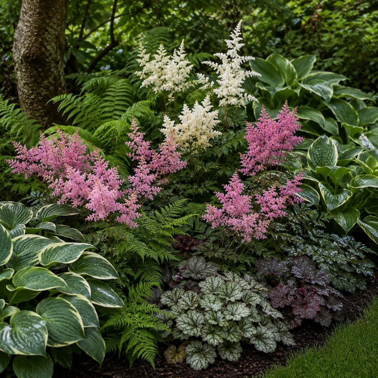 Jak kombinovat čechravu (Astilbe) – stinné záhony a podrostové výsadby