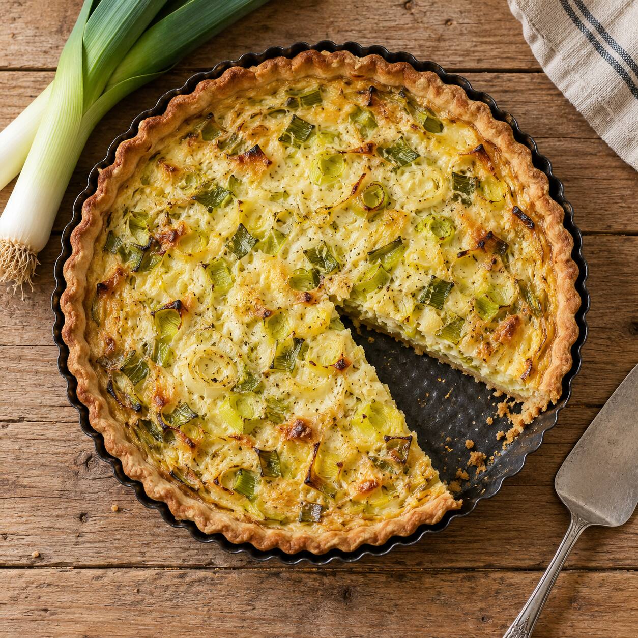 Flamiche aux poireaux – francouzský pórkový koláč