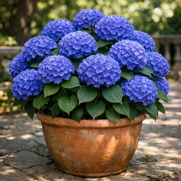 Hortenzie velkolistá 'Forever & Ever Blue' (Hydrangea macrophylla 'Forever & Ever Blue') – remontantní modrý kultivar
